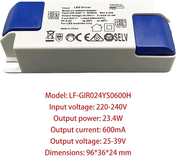 For LiFud LED Driver Ballast LF-GIRxxxYS Series 21W 500mA 23.4W 600mA 28W 700mA 30W 750mA 32W 800mA 34W 850mA Power Supply(LF-GIR024YS0600H)