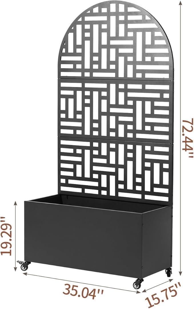 70 Tall Metal Garden Bed with Trellis Double-Sided Vertical Planter for Climbing Vegetables Space-Saving Raised Bed for Patio Small Yards &amp Balconies Drainage Holes