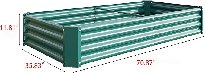4×2×1ft Metal Raised Garden Beds Outdoor Bottomless Above Ground Raised Garden Beds Galvanized Gardening Bed for Vegetables Flower Herbs (Green 6x3x1ft)