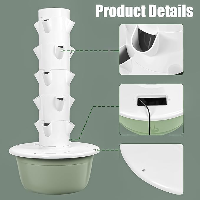 5/7/9-Tier Vertical Hydroponic Growing System - Space Saving Indoor Herb Garden Kit for 20-36 Plants Soilless Aeroponic Tower for Lettuce Basil Strawberries (Black 7-Layer Grower)