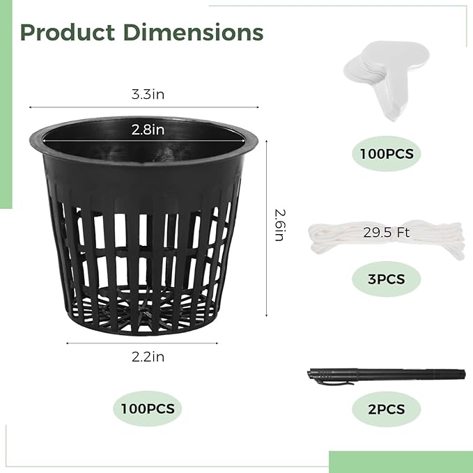 100 Pcs Hydroponic for Planting Baskets with Plastic Pots Root Drainage Control Holes Plants for Ideal Lily Efficient and Design Lightweight Stackable for Growth
