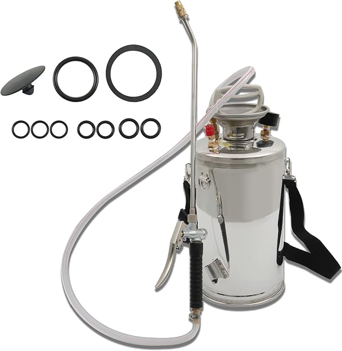 HOSTIC 1.5 Gallon Stainless Steel Sprayer Hand Pump Sprayer with Pressure Gauge Valve Adjustable Nozzle for Gardening Lawn and Cleaning
