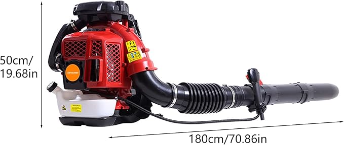 Backpack Leaf Blower 52CC 2-Stroke Gas Powered Leaf Blower 550CFM 1.25KW Air-Cooled Power Blower Snow Blower for Lawn Care Yard Dust Debris (Red)
