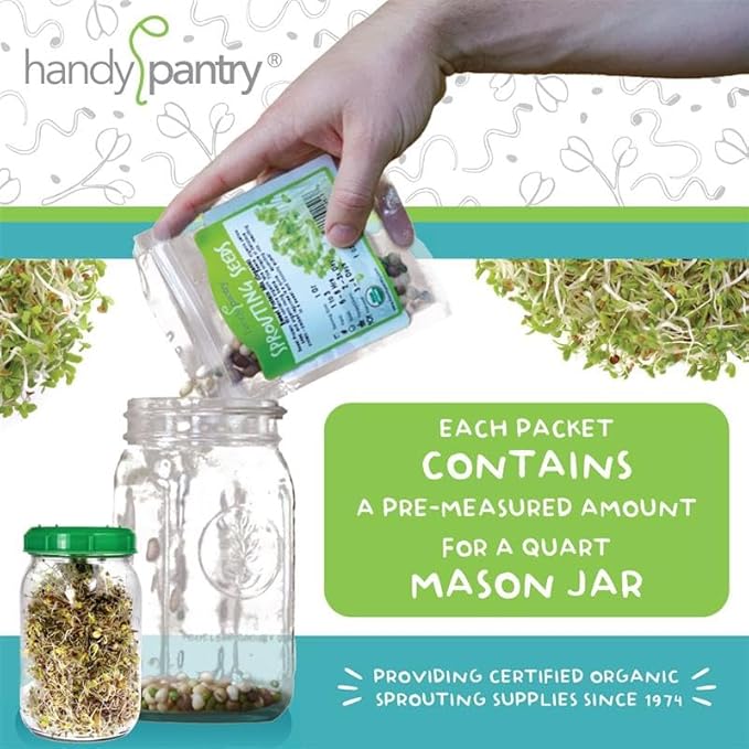 Handy Pantry Organic Sprouting Seed Assortments - Microgreens Sprout Seeds Variety Pack (12 Pack - Premeasured)