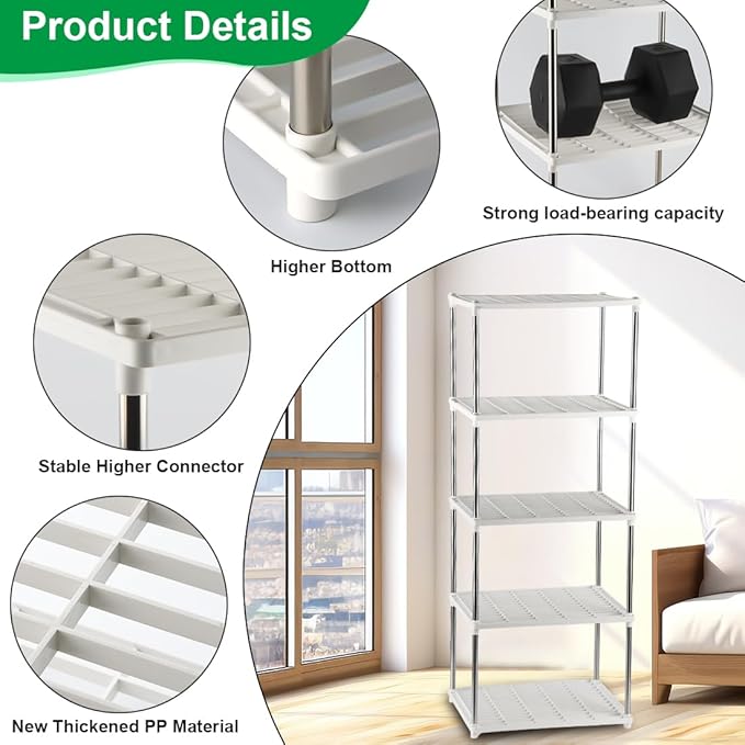5 Layer Seed Starter Tray Plant Stand Storage for Nursery Pot Seedling Cell Tray Container Indoor/Outdoor Plant Rack Holder (White)