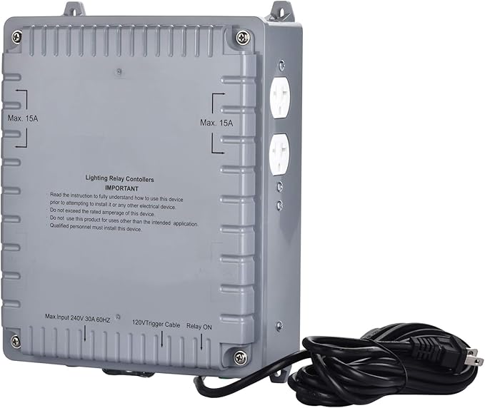 Toolazy 4-Light Controller with Trigger Cord 4 Lighting Relay Controller 120/240 VoltMaximum 4000W Light Controller for Indoor Plant Grow Light Hydroponics Growing Syste