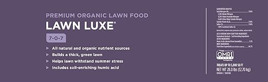 Lawn Luxe 7-0-7 100% Organic Summer Grass Fertilizer 28 lb Bag Covers 5000 sq ft…
