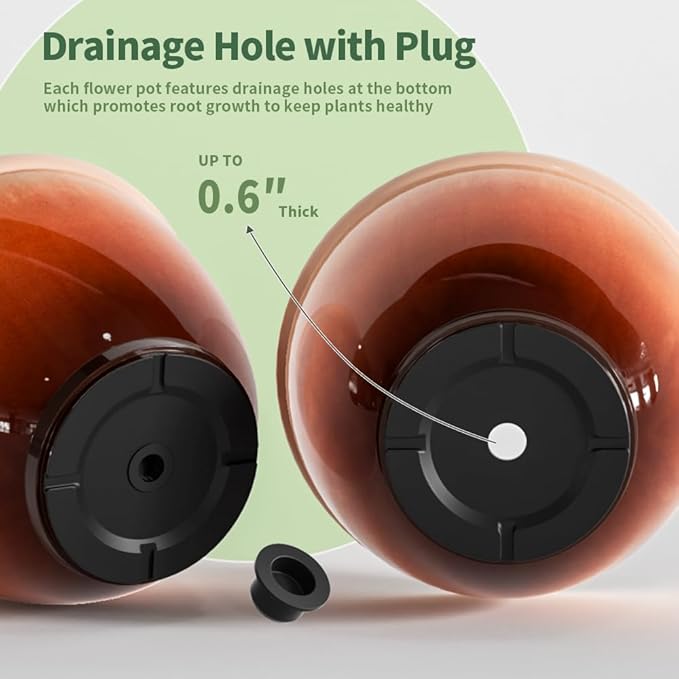 8 Inch Plant Pots with Drainage Hole 4 Pack Plastic Flower Pots Modern Sleek Decorative Planter for Indoor Outdoor Plants Succulent Snake (Orange)