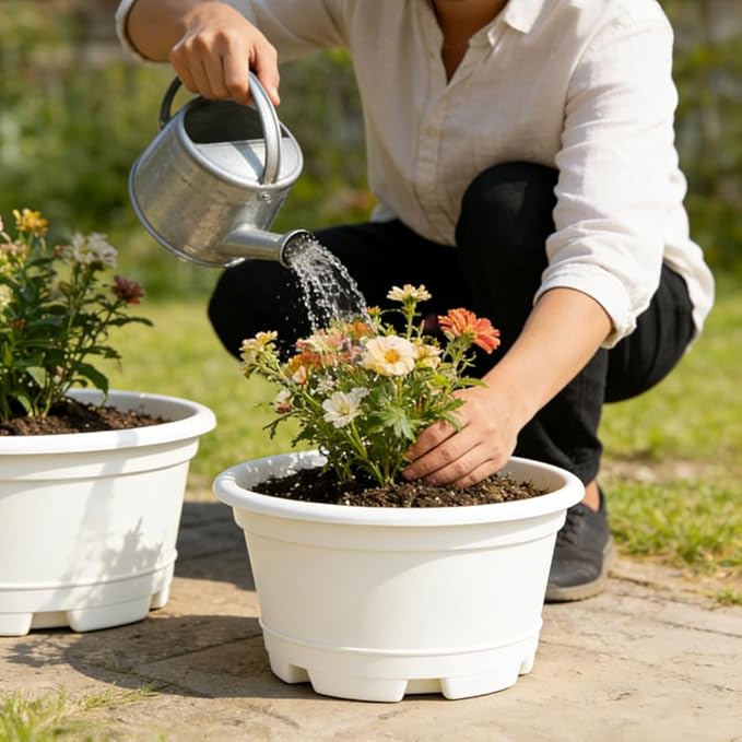 5 Packs 13 inch Plant Pot Modern Decorative Garden Pot with Saucer Large planters for Outdoor PlantsDecorative Flower Pots
