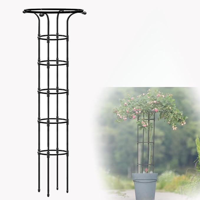 Garden Obelisk Heighten Metal Garden Trellis Potted Plant Climbing Support for Indoor Outdoor Flowers Vine TomatoesBlack180 cm