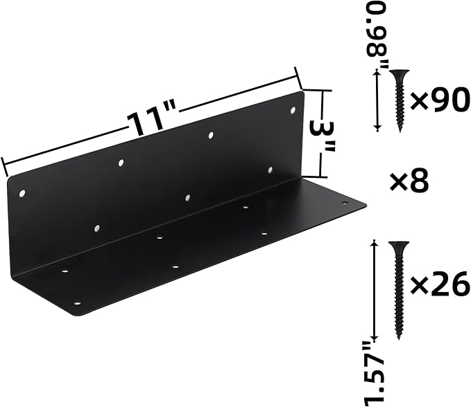 8 Pcs Raised Garden Bed Corner Brackets for 12''-24'' Flower Vegetable Furniture Planter Wood Garden Bed Box 11 x 3 x 3 Black Metal Corner Brackets Decorative with Screws