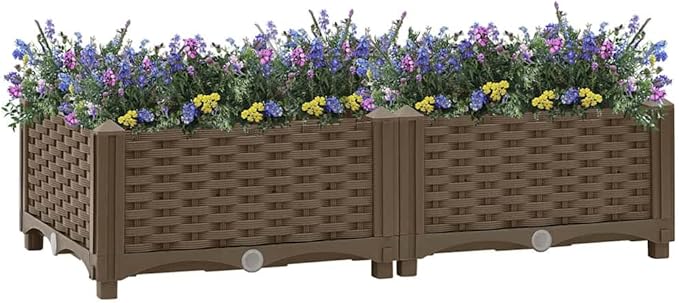 Raised Bed Brown Polypropylene Medium Durable Raised Bed Gardening Pots &amp Planters 316512