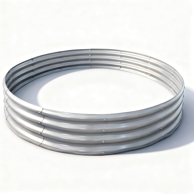 5FTx5FTx1FT Galvanized Raised Garden Bed Planter Raised Garden Beds Outdoor Round Raised Garden Beds for Gardening Vegetables