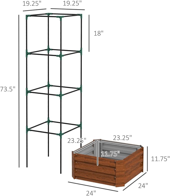Galvanized Steel Raised Garden Bed - 24X24