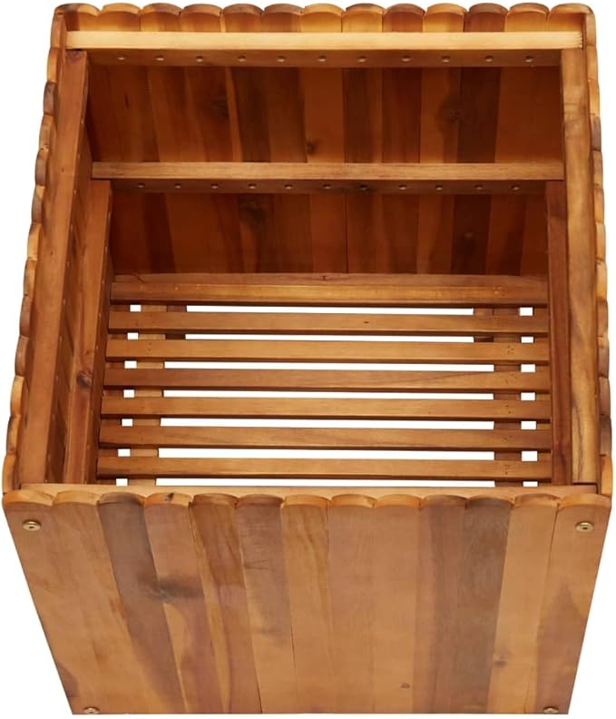 Solid Acacia Wood Garden Raised Bed Planter Box for Vegetables Grass Lawn Yard 19.7x19.7x19.7-387