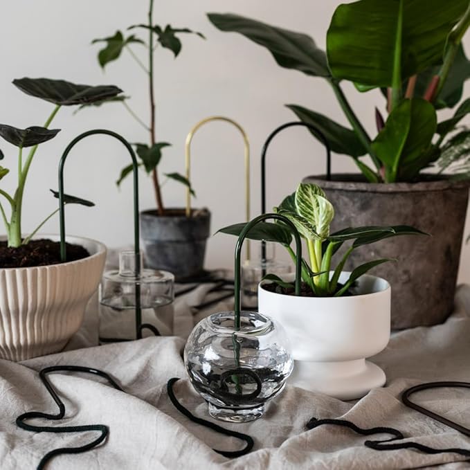 Beautiful Self-Watering Wick System for Effortless Plant Care Automatic Drip Irrigation Sustainable &amp Stylish Scandinavian Design Ideal for House Plants (S Black)