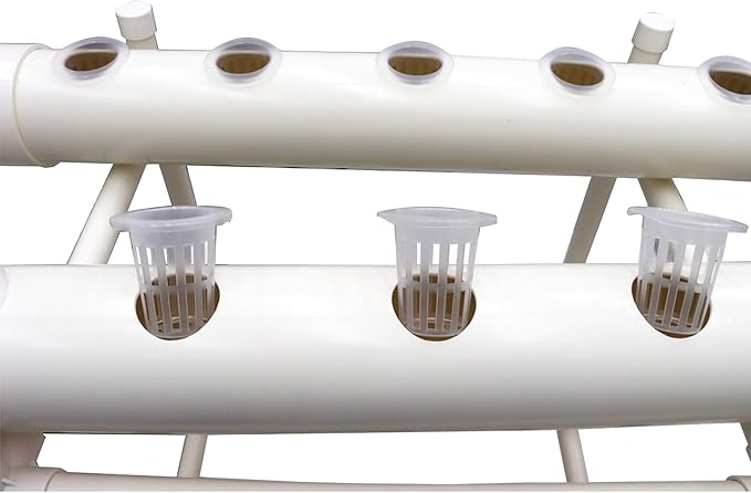 Hydroponic Grow Kit 20 Plant Sites Vegetables Hydroponics Growing System Food-Grade PVC-U Pipes for Fruits Vegetables Herb White(4.3'' Dia Pipes 4 Pipes 2 Layers)