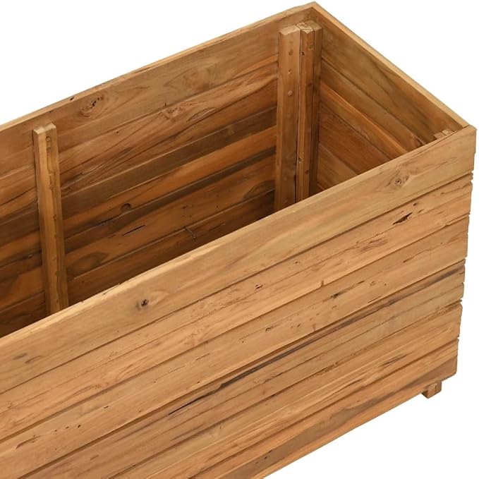 YAFF Raised Planter Box with Shelves for Indoor/Outdoor Use – Recycled Teak Wood &amp Steel Weather-Resistant 39.4x21.7 for Garden Patio Balcony Decor Easy Assembly