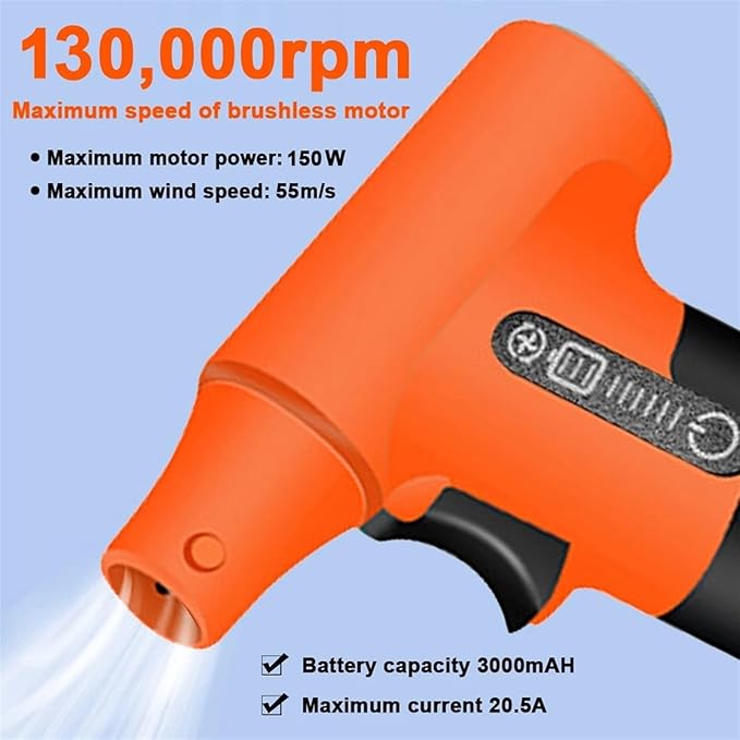 Handheld Brushless Motor Jet Fan 130000RPM Turbofan High Power Dust Blower Compressed Air Duster Type-C Charging Interface