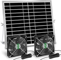 Solar Powered Fan Solar Fan for Shed Chicken Coop Greenhouse Outside with Two IPX7 Waterproof 5In Fans 13Ft On/Off Switch Cable Exhaust Intake Mounting Way and Installation Kits