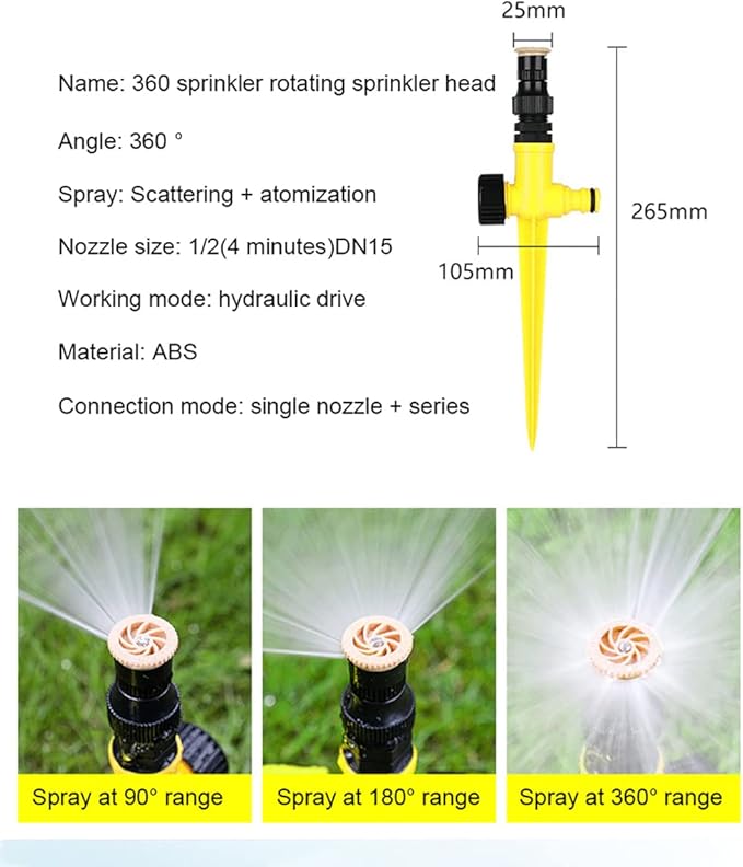 360° Rotation Auto Irrigation System Garden Lawn Sprinkler Patio 90°/180°/360° Adjustable at Will for Outdoor Grass Garden Yard Lawns (5 PCS)