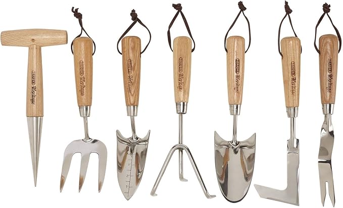 Draper 09000 Heritage Stainless Steel Garden Tool Set with Ash Handles (7 Piece)