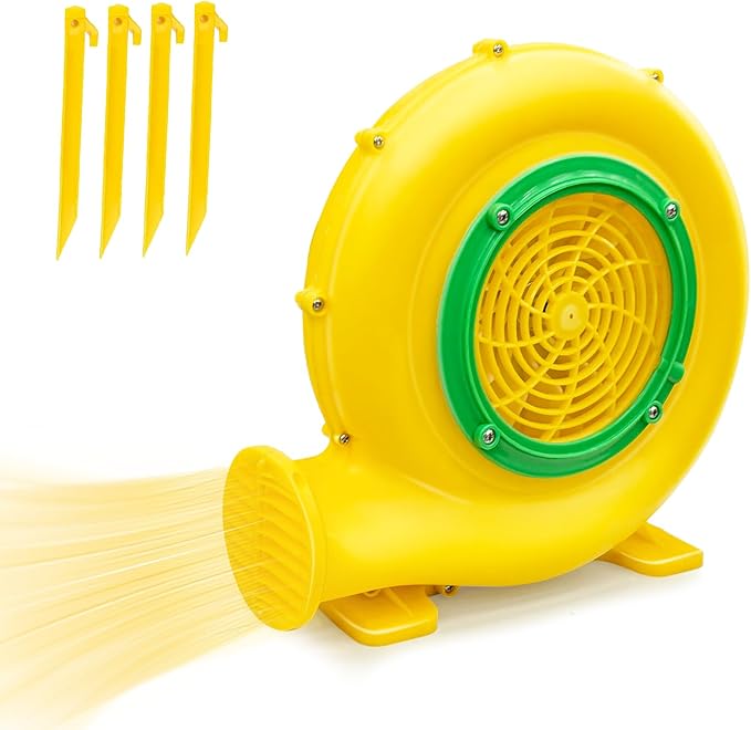 Bounce House Blower Air Blower for Bounce House Water Slide &amp Inflatable–IPX4 Waterproof PP Shell 110-120V with 4 StakesBullet-550W