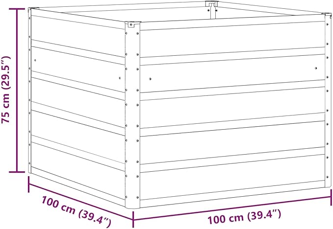 Outdoor Metal Raised Garden Bed Steel Planter Box for Gardening Vegetables Fruits Flowers Easy Assembly 39.37 x 39.37 x 29.53 in Green -574