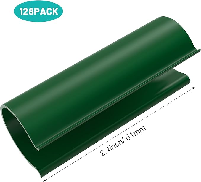 Jetec 128 Pieces PVC Pipe Clips Covers 2.4 Inches Long Greenhouse Clamps for Netting for Greenhouses Garden Shelters Bird Protection(For 1/2 Inch PVC PipeGreen)