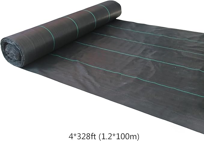 Weed Control Membrane UV Stabilised Weed Barrier Fabric Porous Landscape Fabric Trimmable Black Woven Roll Perfect for Gardens Patios Flower Beds(1.2 * 100m)