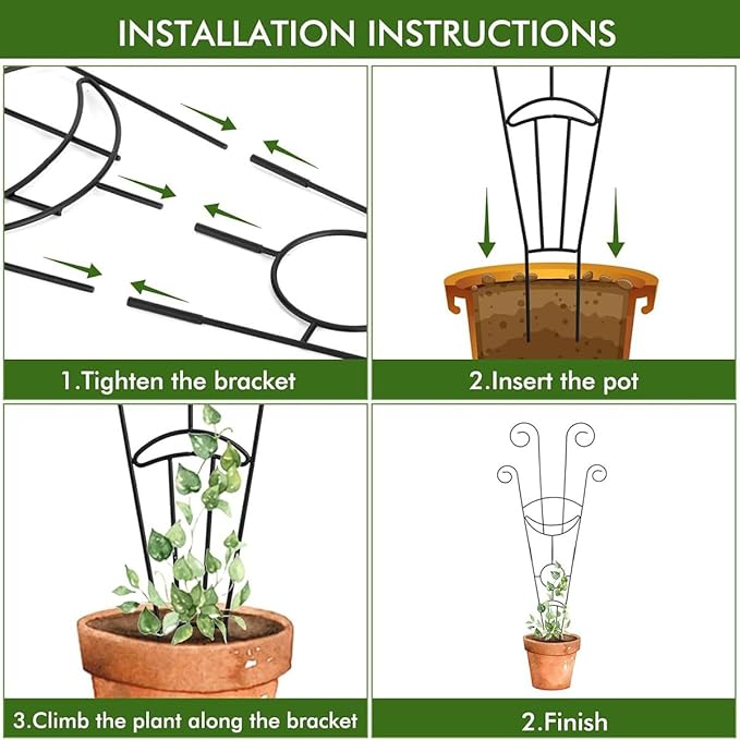 Plant Trellis Indoor Stackable Plant Trellis Climbing Plant Small Plant Climbing TrellisTrellis for Climbing Plants IndoorMetal Garden Trellis for Ivy Pothos Monstera Hoya Flower Vine (4PCS)