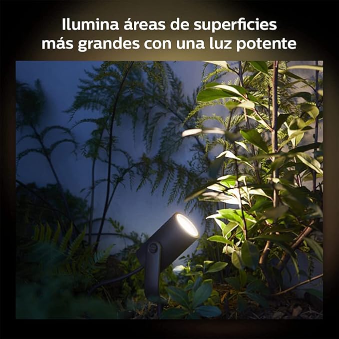 Philips Hue Lily White &amp Color Outdoor Spot Light Base kit (Hue Hub Required) 3 Spot Lights with Power Supply + Mount Works with Alexa HomeKit &amp Google Assistant