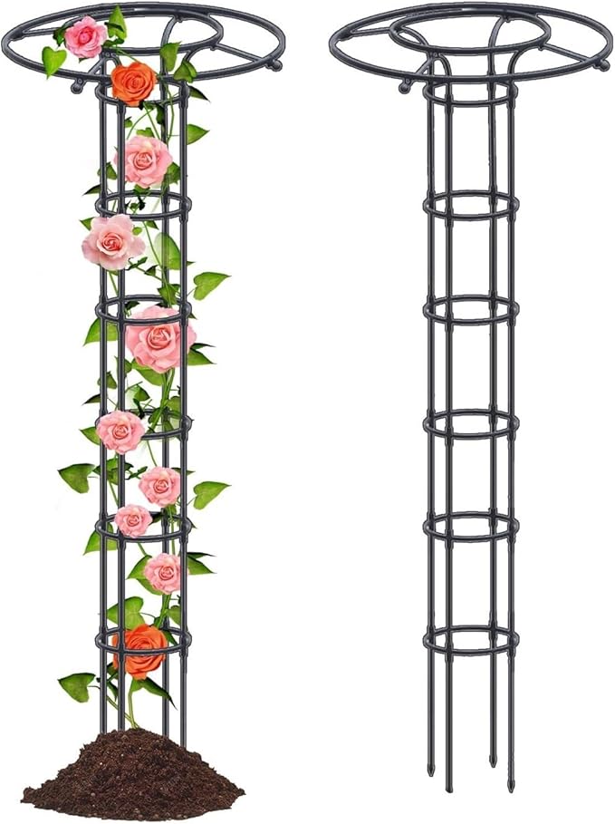 Obelisk Trellis Metal Umbrella Trellis Tower Frame Garden Trellis for Climbing and Potted Plants Outdoor Indoor(210cm)
