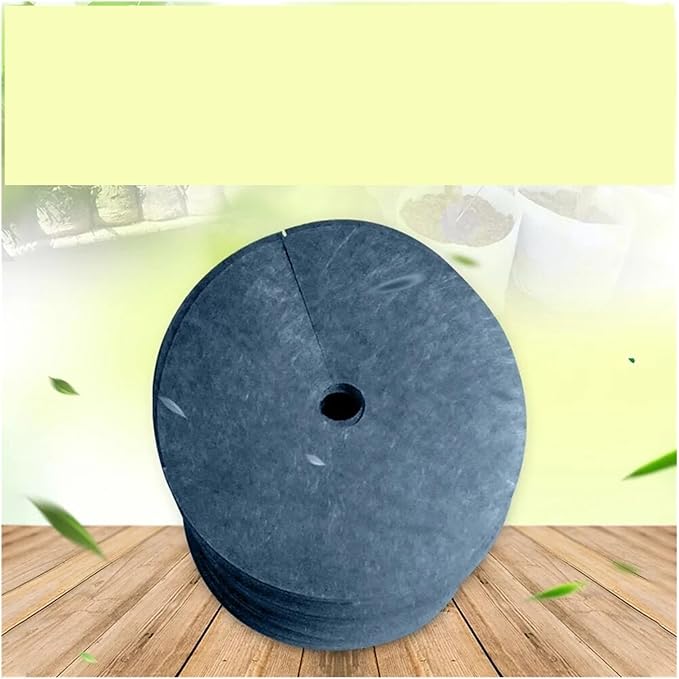 10pcs Black Round Ground Cover Control Fabric Mulch Non Woven Barrier Mat Outdoor Garden(52x6cm)