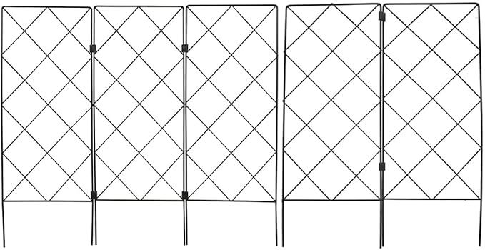 5pcs Black Folding Garden Trellis Set for Climbing Plants 20x53cm Plant Support Stakes for Outdoor and Indoor Potted