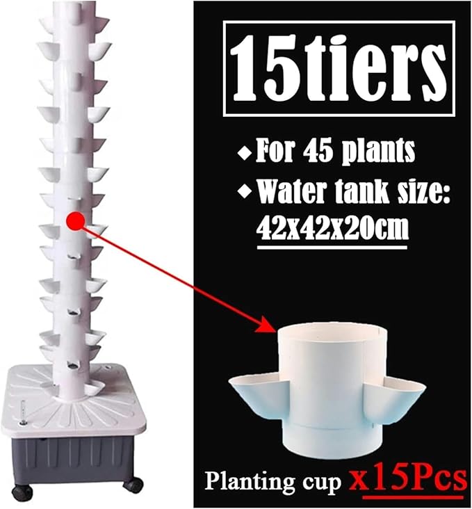 DIY Hydroponics Growing System with Detachable PP Colonization Cups Vertical Tower Planter Kit