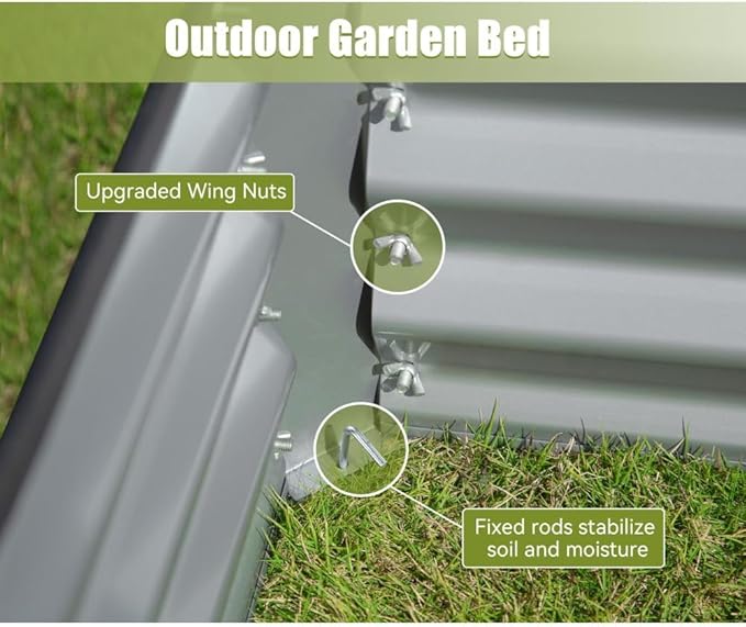 Heavy-Duty Galvanized Steel Raised Garden Bed for Outdoor Vegetable Fruit and Flower Planting – Rust-Resistant Metal Planter Box (6x3x1ft (Silver))