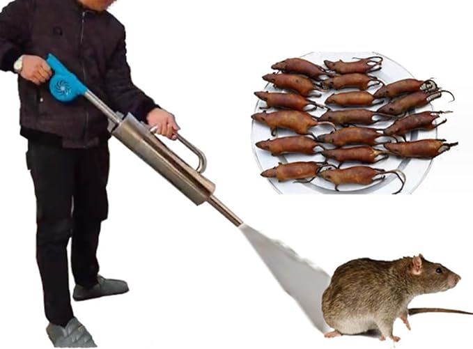 A Set of Smoke Rat Catcher Fog Mechine Farmland Mouse Catchers Durable Electric Fan Smoke Rats Also Suitable for Rabbits or Moles Outdoor Hunting Smoking Gun+2 Rechargeable Batteries+2 Cages