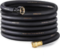Garden Hose 5/8 x 50ft - Brass Rubber Heavy Duty Water Hose 600 PSI Burst Pressure Durable Flexible Hose for Yard Car Wash Pets Black
