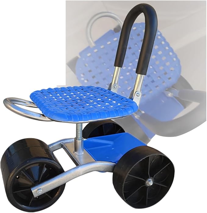 Garden Cart Gardening Workseat with WheelsOutdoor Scooter with 1/2 Tool Storage Tray360° Swivelfor Lawn Yard(3-Wheeled)