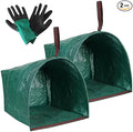 72 Gallon Garden Bag for Debris 2-Pack Yard Waste Bag with Large Dustpan-Style Opening Includes Gardening Gloves | Collapsible Container for Leaves Grass Clippings Parties Laundry &amp Camping