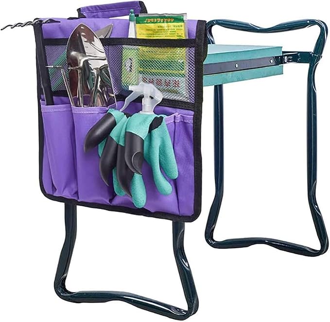 Heavy Duty Foldable Foam Padded Garden Kneeler Garden Kneeler Seat with Handles &amp Tools Bag Lightweight Kneeling Stool for Gardening Multi-Use Garden Kneeler Seat 60x27x50cm