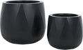 SAFAVIEH Outdoor Collection Kane Black Cement Ficonstone Planter Pot Set of 2