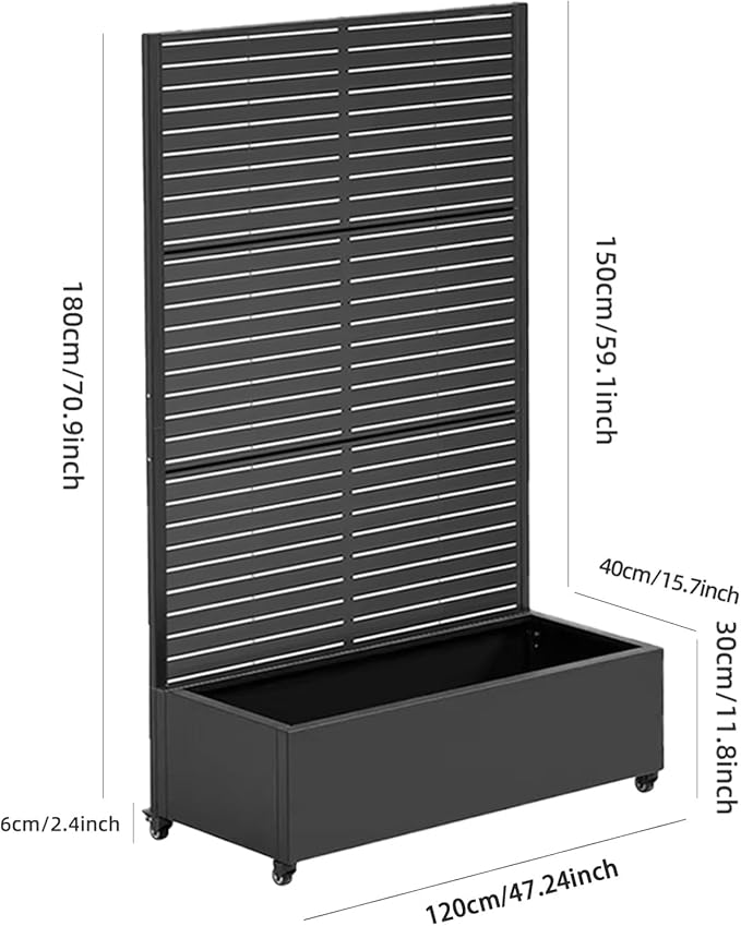 Planter Raised Beds 70.87x47.24x15.75inch Privacy Screen Planter Box with Trellis &amp Wheels Privacy Screen Planter Box On Wheels Drainage Hole for Climbing Vines Flowers Vegetables Decor