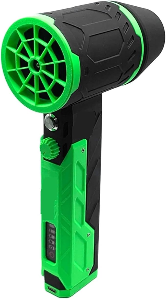 Electric Blower 50mm Brushless Motor Handheld Car Hair Dryer 800-1000g Thrust Blower Dryer 4000mAh for Car Washing and Cleaning(Green)