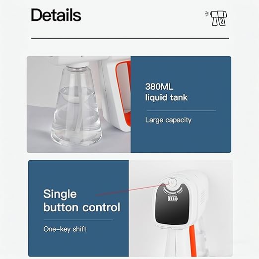 Handheld Induction Nano Fogger MachineSanitizer Spray Machine Electrostatic Sprayer Electrostatic Atomizer SprayerCordless Nano Steam for Home Office Garden use