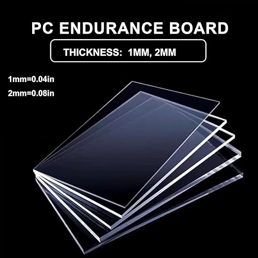 1mm /2mm Thick Clear Acrylic Plastic Sheet Polycarbonate Roofing SheetTransparent Sunlight PanelsRainproof PC Endurance BoardReplacement Cladding(Thick 1mm4 x 3.3ft)