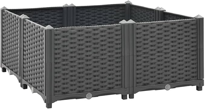 Raised BedsPlanters for Growing Fresh HerbsVegetablesFlowersSucculents and Other Plants | Ideal for Outdoor PatiosDecksBalconies 31.5x31.5x15 Polypropylene