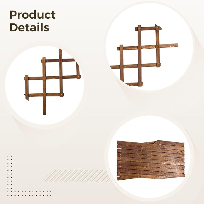 Expandable 78.2 In Wooden Trellis Plant Support Fence For Outdoor Vertical Rack 200 Cm Garden Trellis Climbing Plants Support Brown