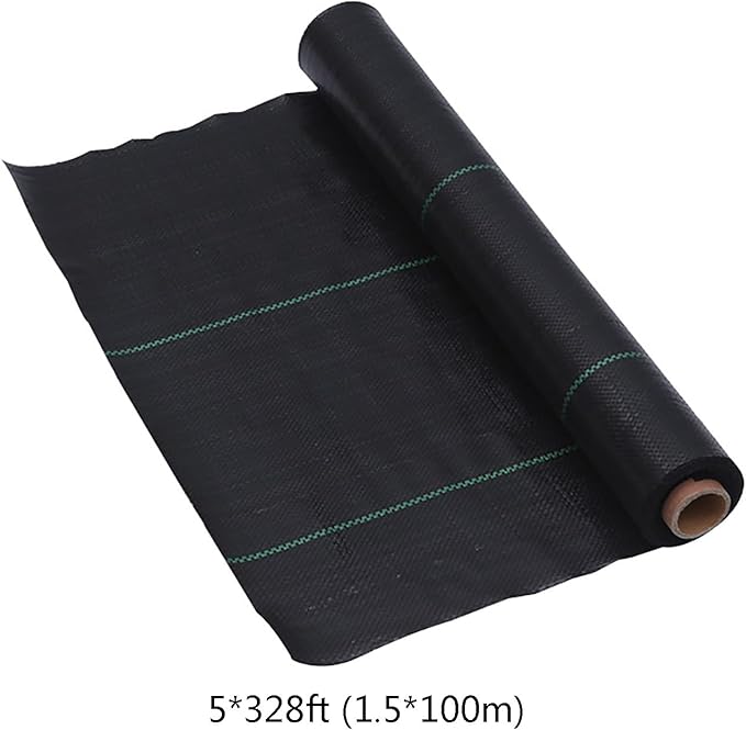Heavy Duty Weed Control Membrane Ground Cover Membrane UV Stabilised Weed Control Fabric Weed Barrier Mat for Artificial Grass Patios Paths Flower Beds(1.5 * 100m)